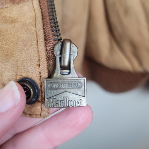 Vintage Marlboro Tan Leather Jacket size S - Picture 12 of 12